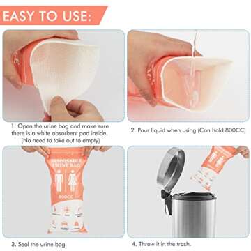 DIBBATU Disposable Urinal Bag - 12 Pack Emergency Pee Bags