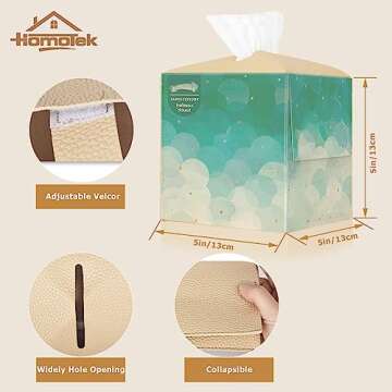 HOMOTEK 2 Pack Tissue Box Cover, Square PU Leather Tissue Holder, Decorative Facial Tissue Cube Pape...