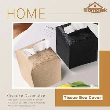HOMOTEK PU Leather Tissue Box Covers - Elegant and Versatile