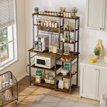 SUPERJARE Large Baker's Rack with Power Outlets and Hooks