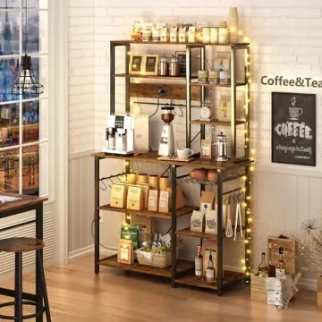 SUPERJARE Large Baker's Rack with Power Outlets and Hooks