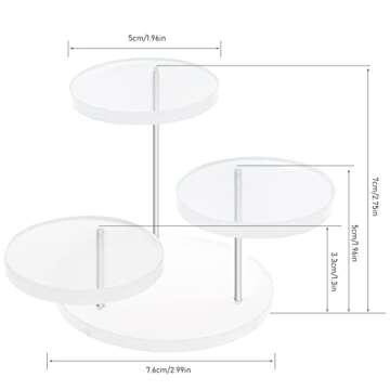 inheming Mini Acrylic Clear Display Riser, 3 Tier Round Ring Display Rack for Mini Figures, Collectibles, Gem, Crystals, Rocks
