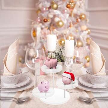 inheming Mini Acrylic Clear Display Riser, 3 Tier Round Ring Display Rack for Mini Figures, Collectibles, Gem, Crystals, Rocks