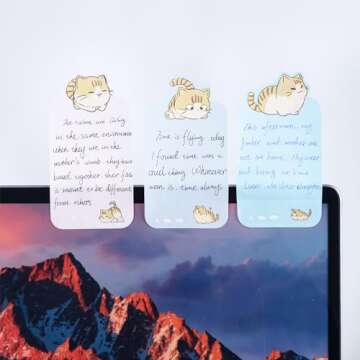 M&G Funny Cat Sticky Notes Set, Cartoon Cute Cat Sticky Notes, 2.4x4.5 in Post its Tabs Self-Stick Note Pads Writing Memo Pads Page Marker for Cat Lover Gift Home School Offices Total 180 Sheets 6 Pad