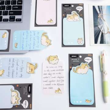 M&G Funny Cat Sticky Notes Set, Cartoon Cute Cat Sticky Notes, 2.4x4.5 in Post its Tabs Self-Stick Note Pads Writing Memo Pads Page Marker for Cat Lover Gift Home School Offices Total 180 Sheets 6 Pad