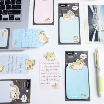 M&G Funny Cat Sticky Notes Set, Cartoon Cute Cat Sticky Notes, 2.4x4.5 in Post its Tabs Self-Stick Note Pads Writing Memo Pads Page Marker for Cat Lover Gift Home School Offices Total 180 Sheets 6 Pad