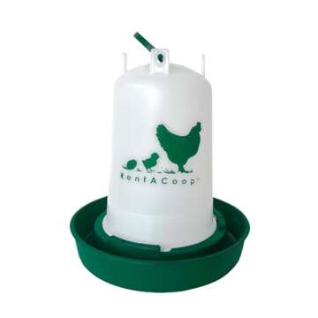 RentACoop 51oz(1.5L) Three Height Adjustable Green Chick/Chicken Waterer with Handle - Suitable for Chicken, Duck, Peafowl, Quail, Turkey, Chicks, Bantam Chickens, Poultry and Guinea Fowls
