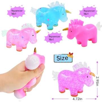6 Pack Unicorn Stress Balls, Squishy Squeeze Balls Fidget Toys for Kids Girls Boys Adults, Christmas...