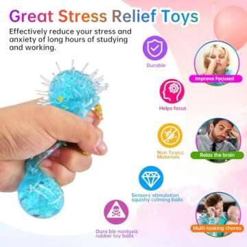 6 Pack Unicorn Stress Balls, Squishy Squeeze Balls Fidget Toys for Kids Girls Boys Adults, Christmas Stocking Stuffers Valentines Day Card Prizes Party Favors Gifts