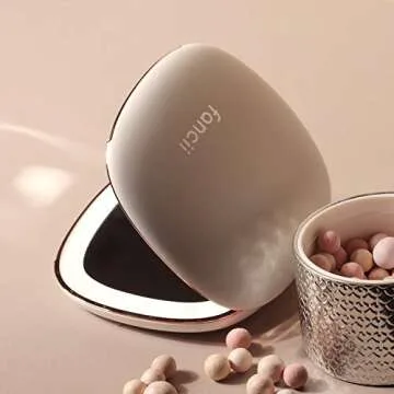 Fancii Compact Makeup Mirror with Natural LED Lights, 1x/ 10x Magnifying - Rechargeable, Portable, Lighted 4” Hand Mirror for Travel and Purses, Mila (White)