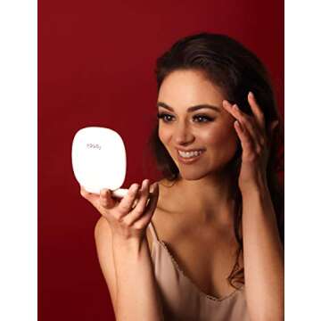 Fancii Compact Makeup Mirror with Natural LED Lights, 1x/ 10x Magnifying - Rechargeable, Portable, Lighted 4” Hand Mirror for Travel and Purses, Mila (White)