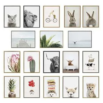 Kate and Laurel Bunny Portrait and Tail Framed Canvas Set by Amy Peterson