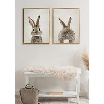 Kate and Laurel Bunny Portrait and Tail Framed Canvas Set by Amy Peterson