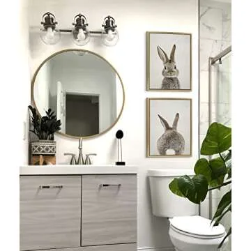 Kate and Laurel Bunny Portrait and Tail Framed Canvas Set by Amy Peterson