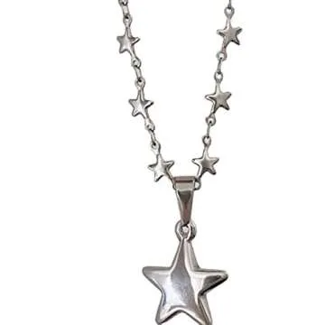 Tyadorw Gothic Y2K Star Necklace for Women, Teen, Cute Charm Pendant, Retro, Fairy, Grunge Accessori...