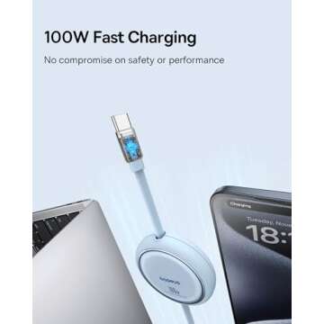 Baseus USB C Cable, Mini 100W Retractable USB C to USB C PD 5A Fast Charging Cable, 4-Stage Length P...
