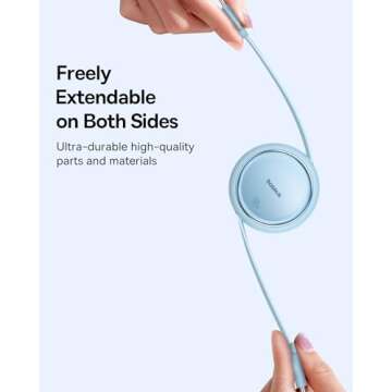 Baseus USB C Cable, Mini 100W Retractable USB C to USB C PD 5A Fast Charging Cable, 4-Stage Length Preset USB Type C Charger Cable for iPhone 15/Pro/Plus/Pro Max, MacBook, iPad Pro, Samsung S23/S22+