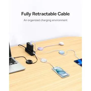 Baseus USB C Cable, Mini 100W Retractable USB C to USB C PD 5A Fast Charging Cable, 4-Stage Length Preset USB Type C Charger Cable for iPhone 15/Pro/Plus/Pro Max, MacBook, iPad Pro, Samsung S23/S22+