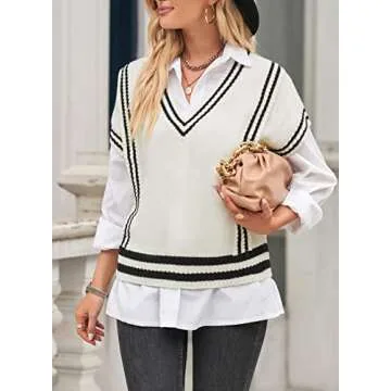 Stylish BLENCOT Fall Sweater Vest for Women - V Neck Knit