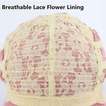 Cfalaicos Short Pink Wigs For Women Synthetic Hair Fancy Dress with 2 Horns