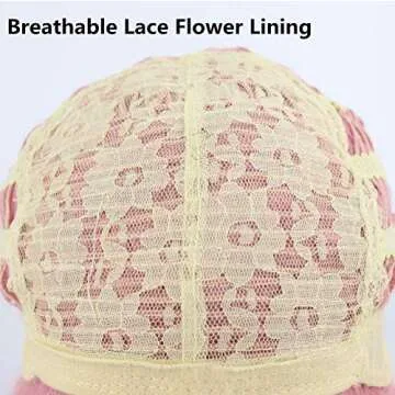 Cfalaicos Short Pink Wigs For Women Synthetic Hair Fancy Dress with 2 Horns