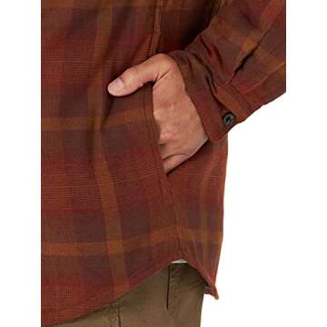 Wrangler Authentics Mens Long Sleeve Quilted Lined Flannel Jacket with Hood Shirt, Toffee, X-Large US