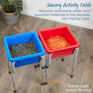 ECR4Kids 2-Station Sand and Water Adjustable Play Table, Sensory Bins, Blue/Red