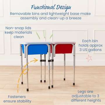 ECR4Kids 2-Station Sand and Water Adjustable Play Table, Sensory Bins, Blue/Red