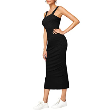 Stylish Verdusa Sleeveless Ribbed Midi Tank Dress
