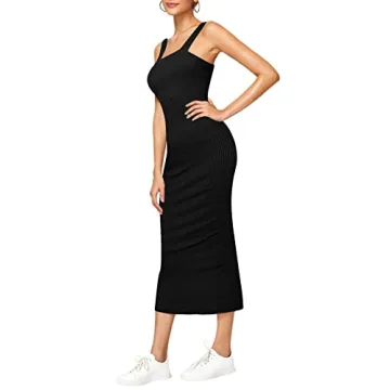 Stylish Verdusa Sleeveless Ribbed Midi Tank Dress