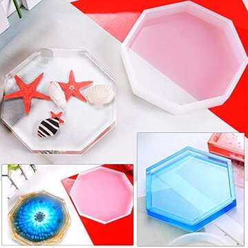 Hicdaw 5PCS DIY Silicone Mold Resin Molds for Coasters