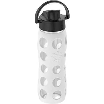 Durable Lifefactory 22-Ounce Glass Water Bottle with Active Cap, Optic White