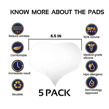 AGOPLEE Chest Wrinkle Pads, Pack of 5 100% Medical Grade Anti-Aging Advanced Skin Firming Tightening & Moisturizing Patches, Décolleté Anti Wrinkle Patches, Overnight Wrinkle Remover Treatment