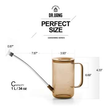 Small Watering Can Indoor Plants with Long Spout (1L, Amber Brown)