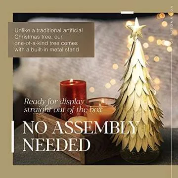 Metal Christmas Tree, Home Decor for Festive Season, Christmas Party Decorations, Christmas Decorations, Antique Gold, 16 x 7 x 5 in. - Qf Automation