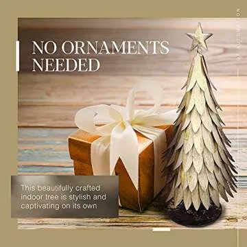 Metal Christmas Tree, Home Decor for Festive Season, Christmas Party Decorations, Christmas Decorations, Antique Gold, 16 x 7 x 5 in. - Qf Automation