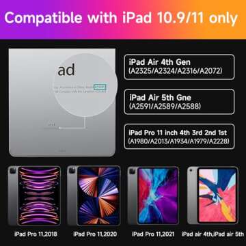 HOU Keyboard Case for iPad Air 11 inch 2024 (M2)&iPad Air 5th Generation Case with Keyboard(Air 4th)...