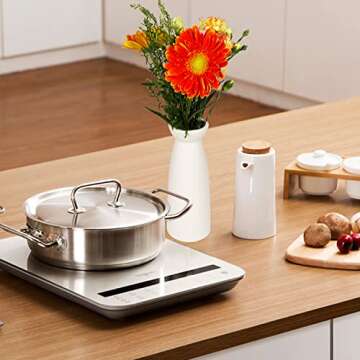 Ceramic Vase Set of 2 - 9" Vases for Flowers, Modern Minimalism Style White Vase, Flower Vase for Living Room Decor, Bedroom Decor, Kitchen Decor, Bathroom Decor, Office Decor(White)