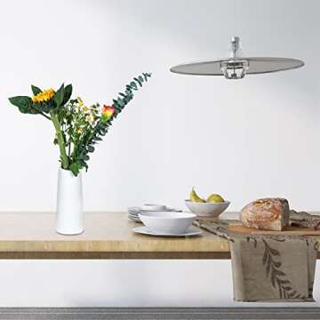 Ceramic Vase Set of 2 - 9" Vases for Flowers, Modern Minimalism Style White Vase, Flower Vase for Living Room Decor, Bedroom Decor, Kitchen Decor, Bathroom Decor, Office Decor(White)