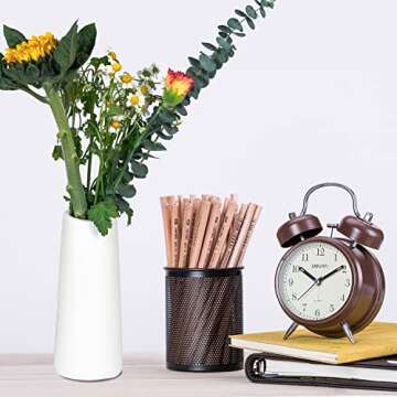 Ceramic Vase Set of 2 - 9" Vases for Flowers, Modern Minimalism Style White Vase, Flower Vase for Living Room Decor, Bedroom Decor, Kitchen Decor, Bathroom Decor, Office Decor(White)