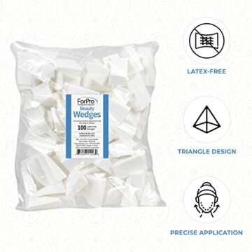 ForPro Professional Collection Beauty Wedges, Latex Free Foam Sponges, Makeup Blenders for Powder and Liquid Makeup, 100-Count