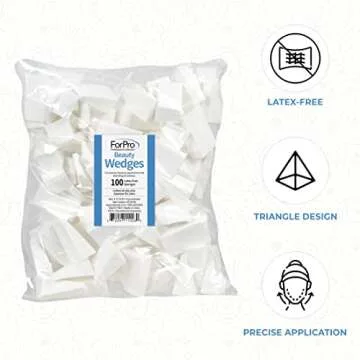 ForPro Professional Collection Beauty Wedges, Latex Free Foam Sponges, Makeup Blenders for Powder and Liquid Makeup, 100-Count