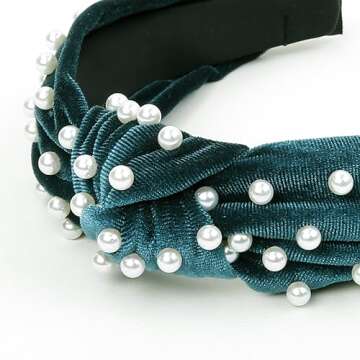 WOVOWOVO 4 Packs Knotted Headbands for Women Pearl Womens Headband Non Slip Cute Pink Wide Thick Top...