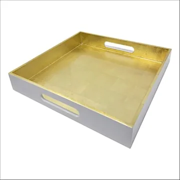 Elegant Gold White Lacquer Serving Trays Set of 3