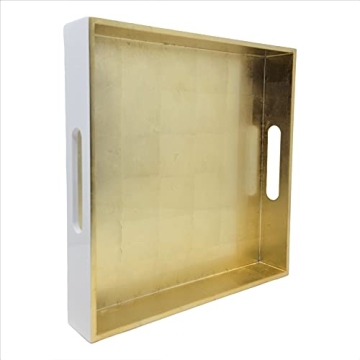 Elegant Gold White Lacquer Serving Trays Set of 3