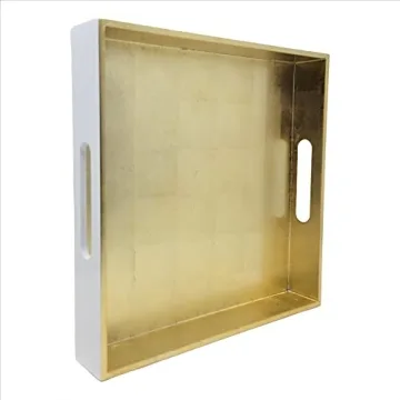 Elegant Gold White Lacquer Serving Trays Set of 3