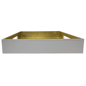 Elegant Gold White Lacquer Serving Trays Set of 3