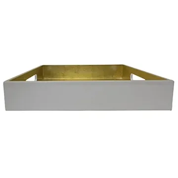 Elegant Gold White Lacquer Serving Trays Set of 3