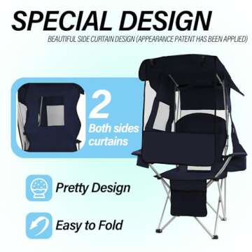 ptlsy Camping Chair with Adjustable Shade Canopy