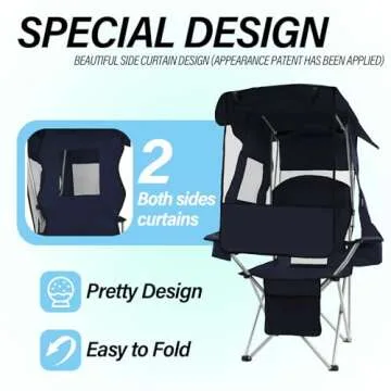 ptlsy Camping Chair with Adjustable Shade Canopy
